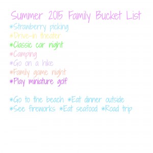 2015 Summer Family Bucket List