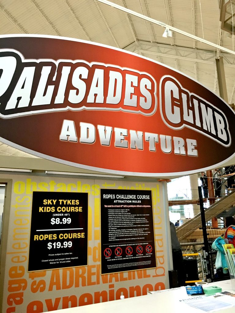 Located on the 4th floor of the Palisades Center, Palisades Climb Adventure is a fun indoor family activity.