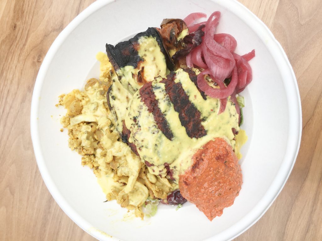 A beet falafel bowl from The Little Beet at Savor Westchester in White Plains.